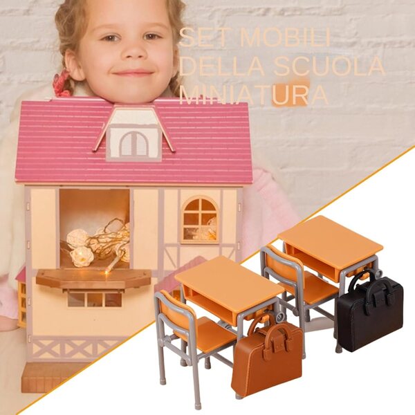 Puppenhaus-Miniaturen – realistische Schreibtische, Rucksäcke und Lerntische