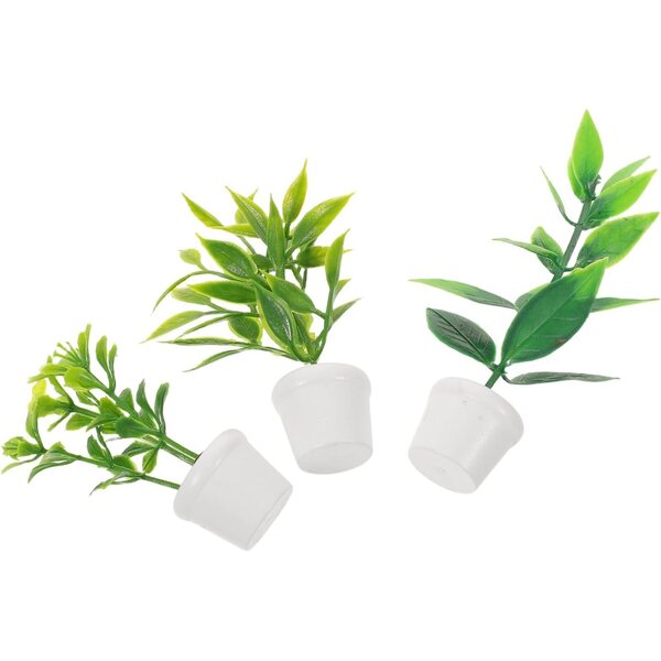 Hemobllo Mini plantes artificielles pour maison de poupée et terrariums, lot de 3