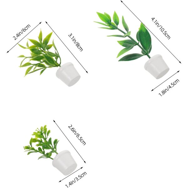 Hemobllo Mini plantes artificielles pour maison de poupée et terrariums, lot de 3