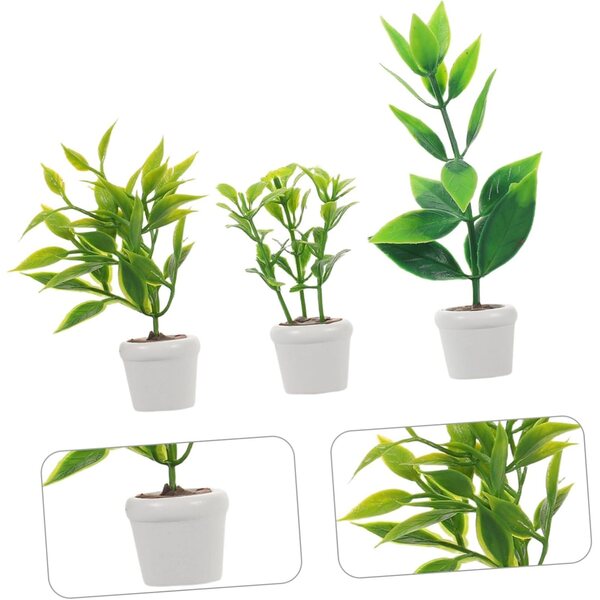Hemobllo Mini plantes artificielles pour maison de poupée et terrariums, lot de 3