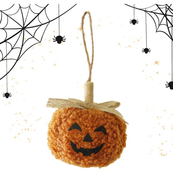 Ornement calabaza Halloween 3D en tissu pour décorations de maison et de jardin 9 cm