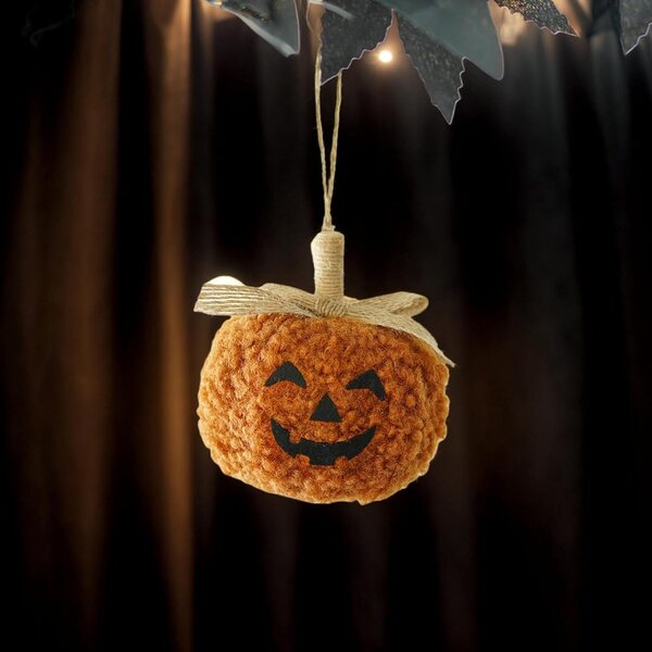 Ornement calabaza Halloween 3D en tissu pour décorations de maison et de jardin 9 cm