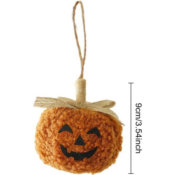 Ornement calabaza Halloween 3D en tissu pour décorations de maison et de jardin 9 cm