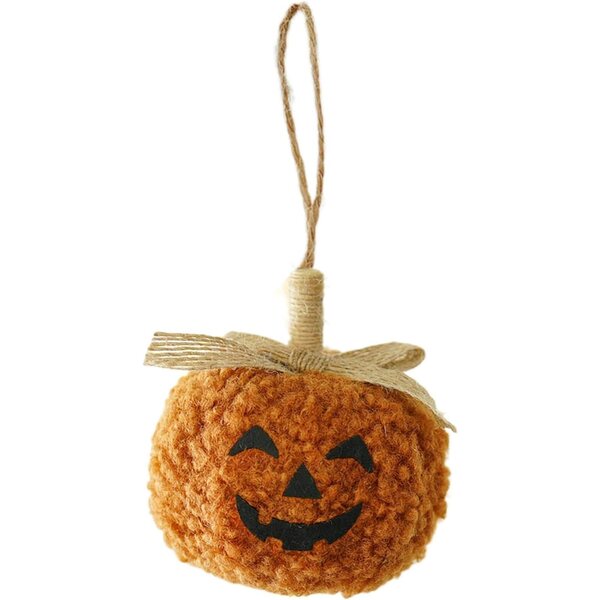 Ornement calabaza Halloween 3D en tissu pour décorations de maison et de jardin 9 cm