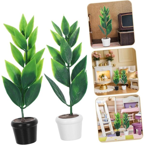 Hemobllo Mini plantes dans des pots en plastique pour maison de poupée et décoration de jardin