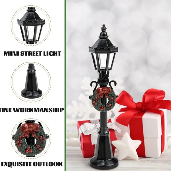 Mini Street Luuchten fir Poppenhaiser 4pcs Dekorative Lampposts 12cm