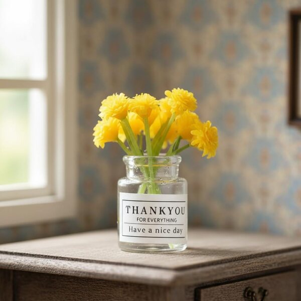 Fleurs miniatures 1:6 avec vase pour maisons de poupées, jardins de fées et dioramas