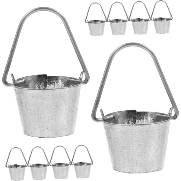 Hemobllo 10 mini cubos de metal com alça para decorações e jardins em miniatura