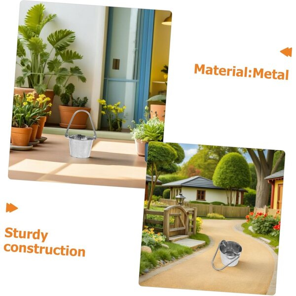 Hemobllo 10 mini cubos de metal com alça para decorações e jardins em miniatura