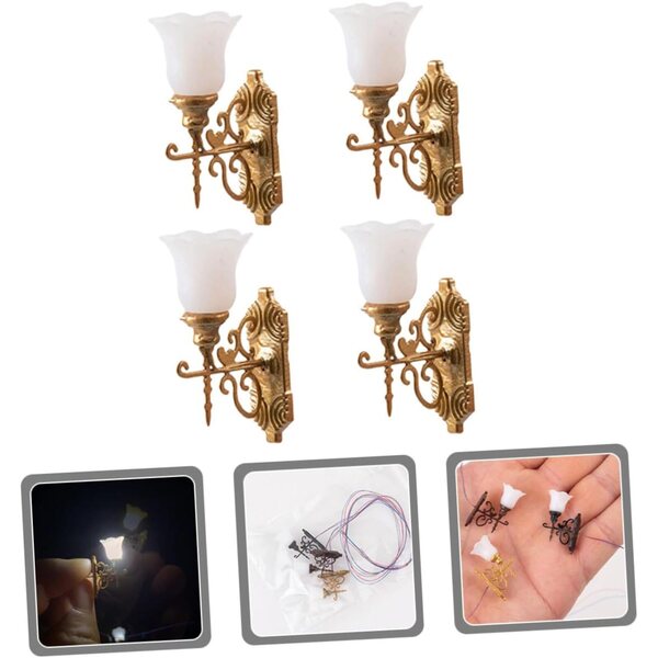 Hemobllo Miniatyr Vägglampa 4 St ABS 3V för Sandhus och Bord