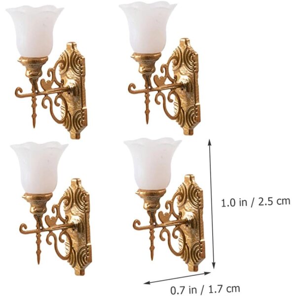 Hemobllo Miniatyr Vägglampa 4 St ABS 3V för Sandhus och Bord