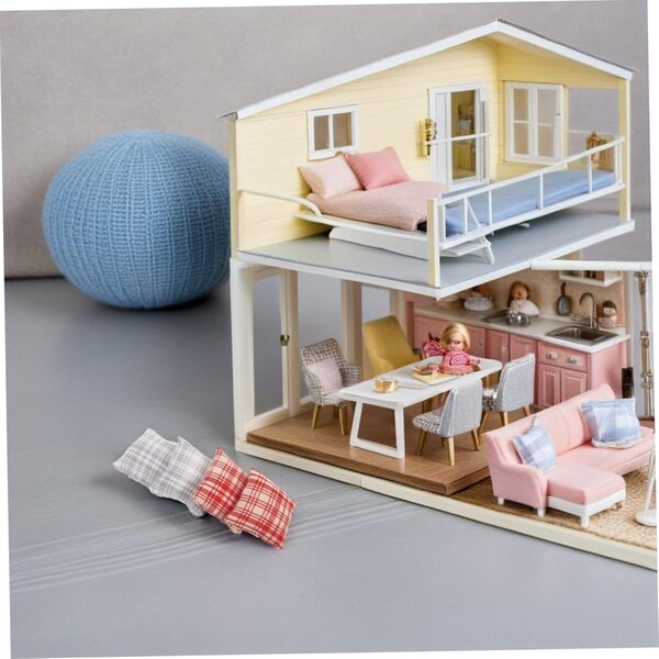 Hemobllo Mini-Baumwollkissen für Puppenhäuser – Set mit 4 dekorativen Teilen