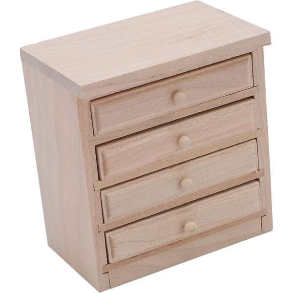 Comodino Miniatura 1:12 in Legno di Betulla con Cassetti Funzionali per Casa delle Bambole