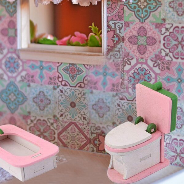 Holzmöbel-Set für Puppenhaus-Miniatur-Badezimmer 1:12