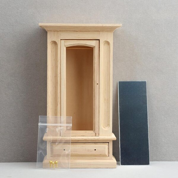 Armadio in Miniatura 1:12 in Legno con Specchio Acrilico per Casa delle Bambole