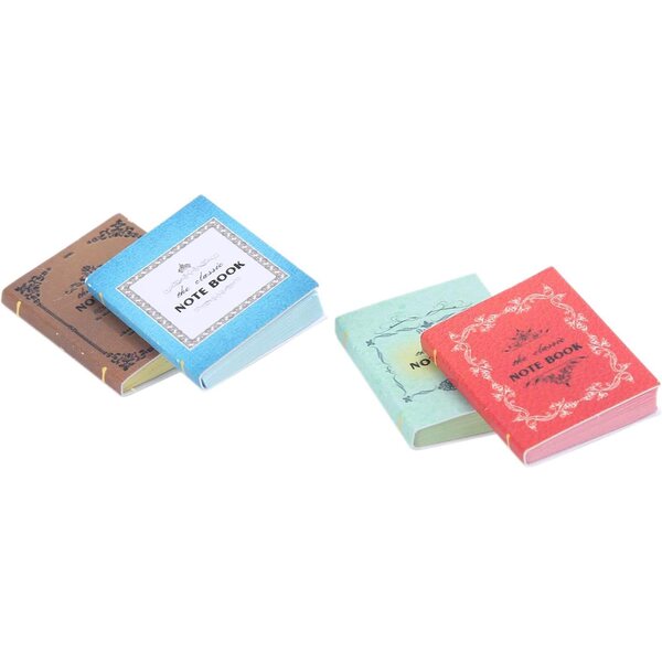 Libri in miniatura per case delle bambole, set 4 pezzi colorati, decorazioni vivaci e resistenti