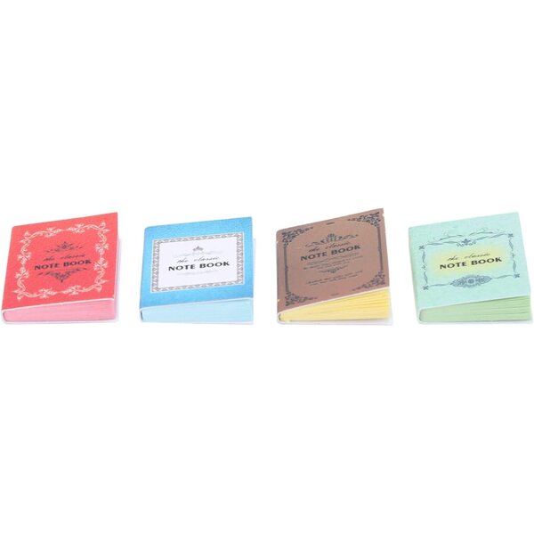 Libri in miniatura per case delle bambole, set 4 pezzi colorati, decorazioni vivaci e resistenti