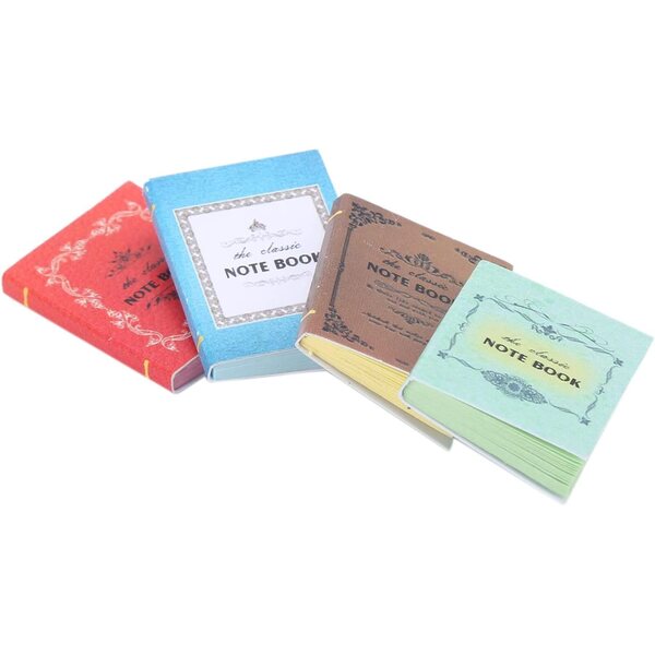 Libri in miniatura per case delle bambole, set 4 pezzi colorati, decorazioni vivaci e resistenti