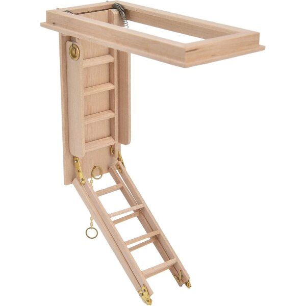 Taidda Klappleiter aus Holz für Puppenhaus, 1:12 realistische Miniatur