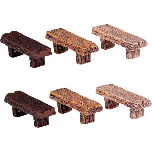 6 Mini Panchine in Resina Vintage per Micro Paesaggi e Giardini Fatati