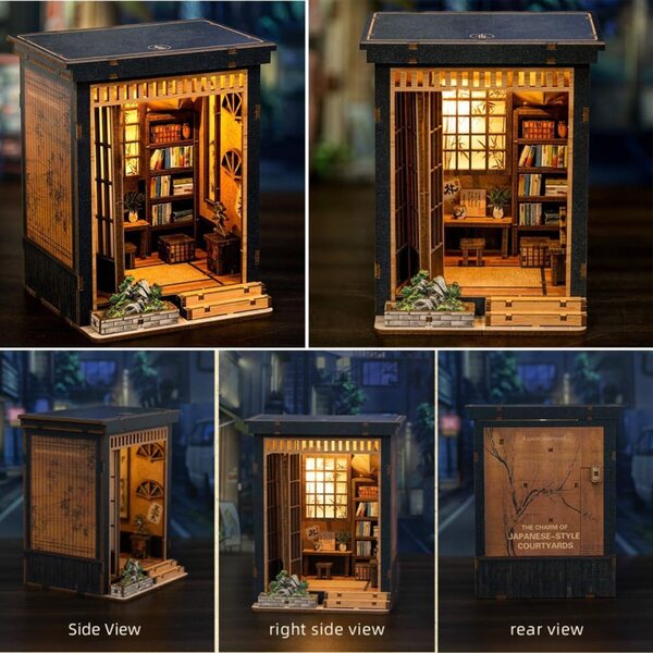 1:32 Mini japanisches Puppenhaus-Möbelset mit LED, kreatives DIY-Set