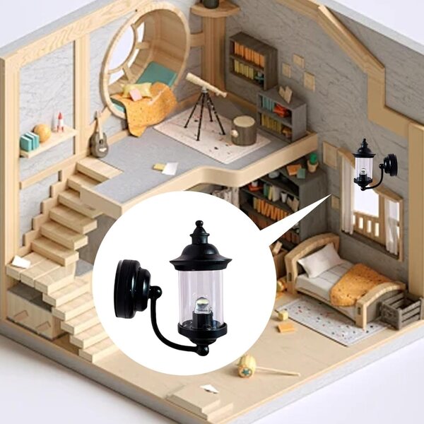 1:12 Puppenhaus-Lichtset mit Kronleuchter und batteriebetriebener Wandlampe