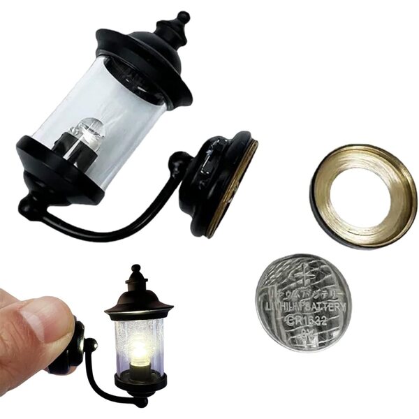 1:12 Puppenhaus-Lichtset mit Kronleuchter und batteriebetriebener Wandlampe