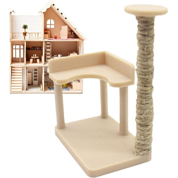 Albero per Gatto Miniatura in Corda Fatto a Mano per Scene e Fotografia 1:12