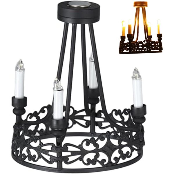 Mini lampadario in metallo scala 1:12 per casa delle bambole con effetto luce realistico
