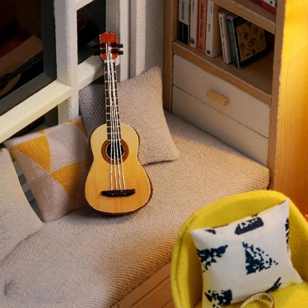 5-Zoll-DIY-Miniaturhaus-Bausatz, Arbeitszimmer mit LED – kreatives Geschenk für Kinder