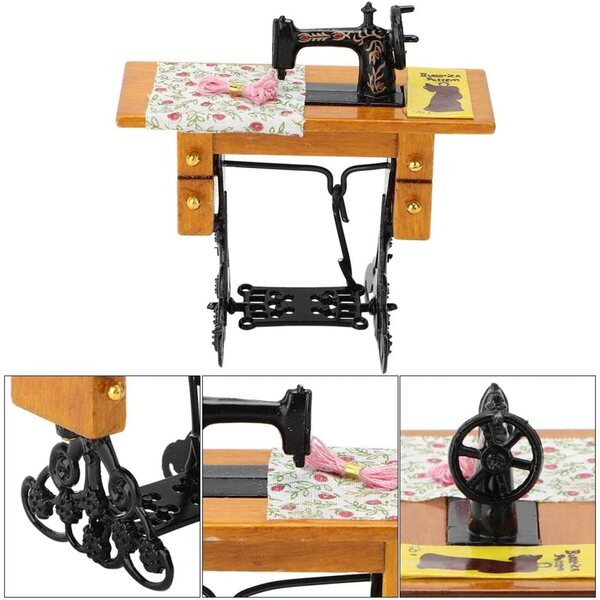 1:12 Miniatur-Vintage-Nähmaschine für Puppenhaus, ungiftiges Material