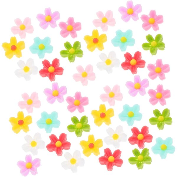 YARNOW 50 Farben mehrfarbige Mini-Harzblumen für Nagelkunst und DIY-Schmuck