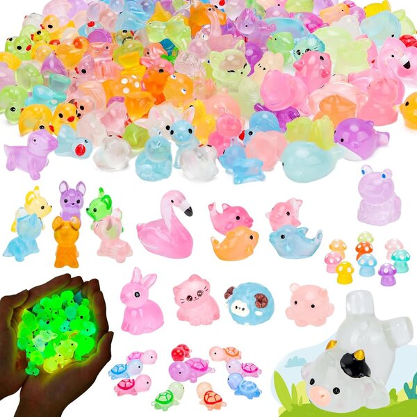 Hysagtek 150 Mini Luminous Resin Animals, 21 Multicolor Styles, Glow in the Dark