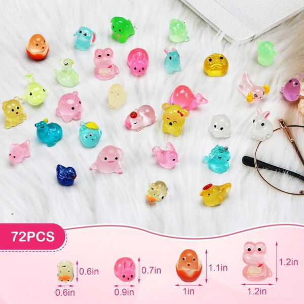 72 mini animaux lumineux en résine pour décorations de maison de poupée et de jardin