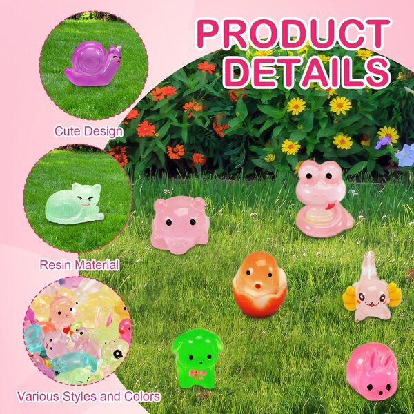 72 mini animaux lumineux en résine pour décorations de maison de poupée et de jardin