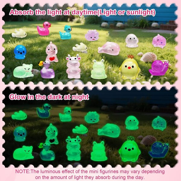 72 mini animaux lumineux en résine pour décorations de maison de poupée et de jardin