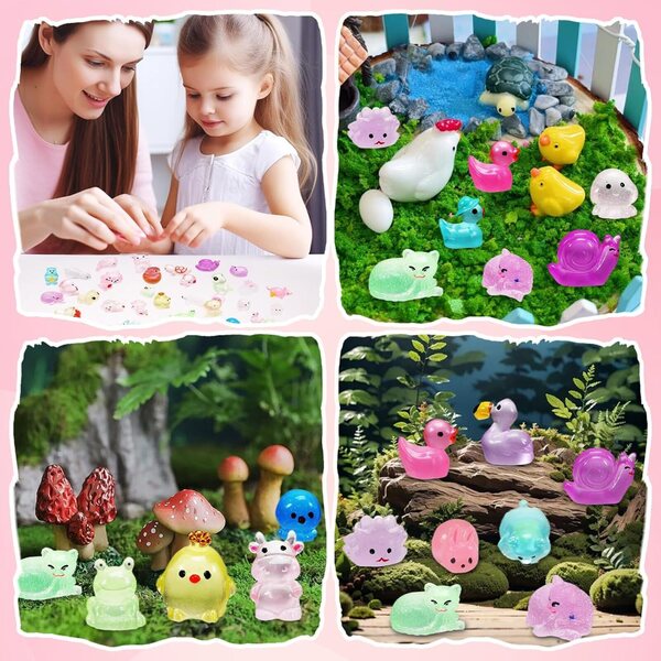 72 mini animaux lumineux en résine pour décorations de maison de poupée et de jardin