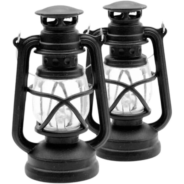 CLISPEED 2 lámparas LED de queroseno retro en miniatura para decoración de escenas, iluminación suave, materiales artesanales para modelos y pantallas en miniatura