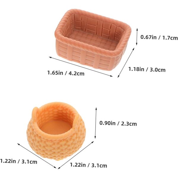 Set van 6 miniatuurharsmanden voor poppenhuisdecoraties en doe-het-zelfprojecten