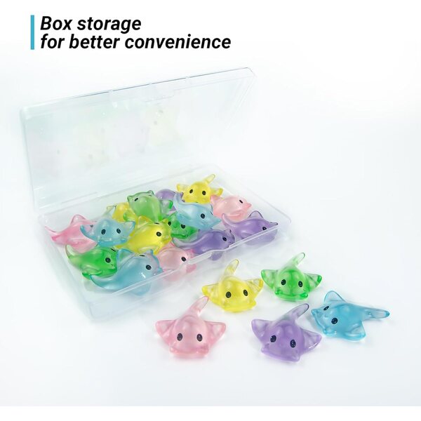 20 mini figuras de resina que brillan en la oscuridad, 6 colores, decoraciones realistas de rayas para casa de muñecas, micropaisaje, modelos de acuario, pequeños adornos y coleccionables portátiles