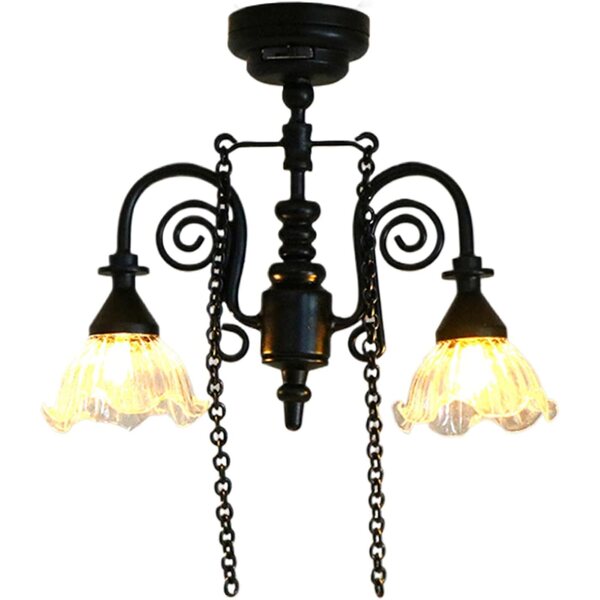 Mini lampă suspendată 1:12 pentru case de păpuși, lumină realistă cu baterii