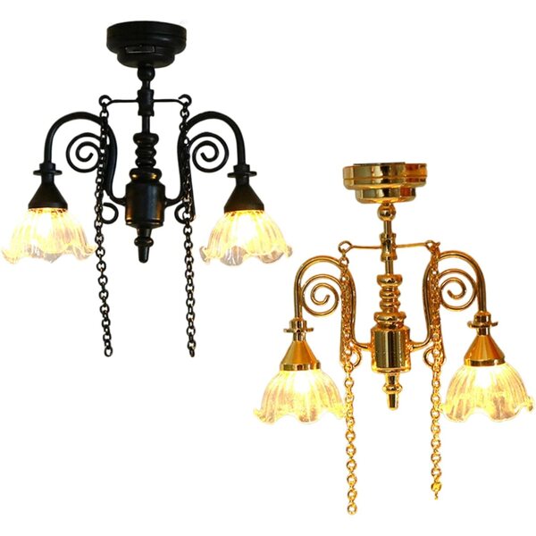 Mini lampă suspendată 1:12 pentru case de păpuși, lumină realistă cu baterii