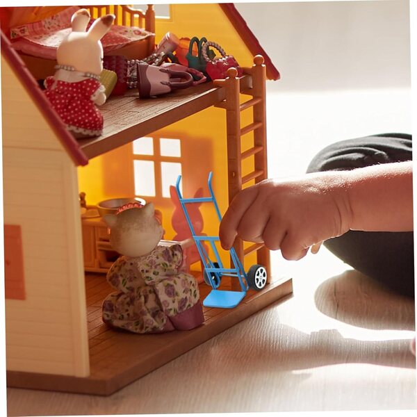1:12 Miniatur-Eisenwagen für Puppenhaus – realistische blaue Dekoration