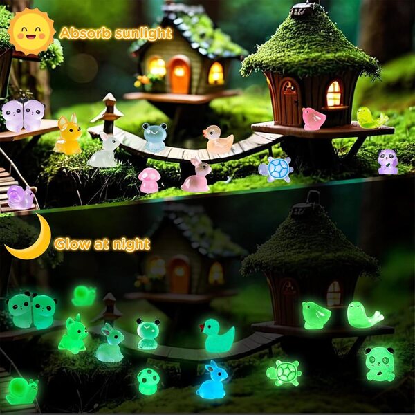 136 mini lichtgevende harsdieren voor tuin- en poppenhuisdecoratie