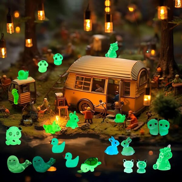 136 mini lichtgevende harsdieren voor tuin- en poppenhuisdecoratie