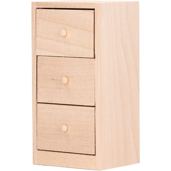Armadietto in legno di betulla per casa delle bambole scala 1:12 con cassetti a 3 strati