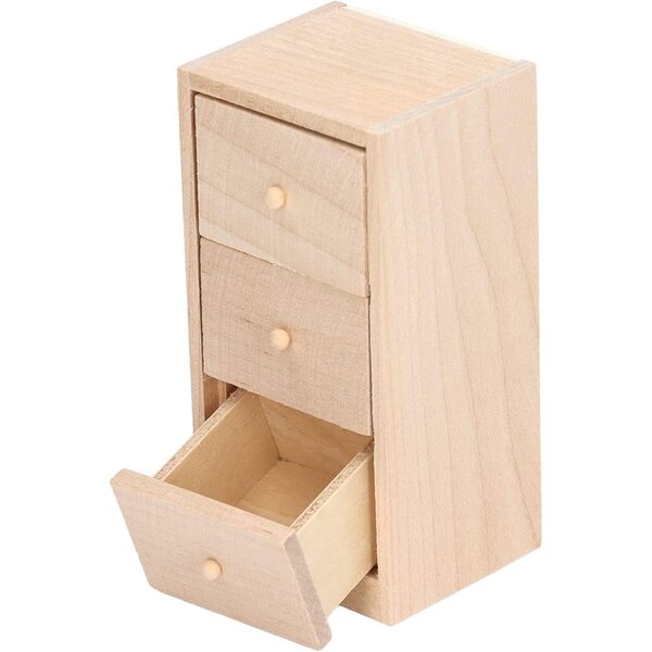 Armadietto in legno di betulla per casa delle bambole scala 1:12 con cassetti a 3 strati