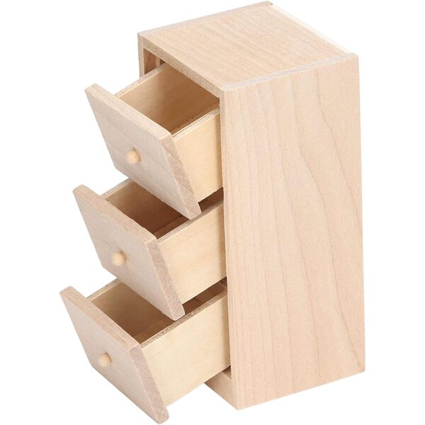 Armadietto in legno di betulla per casa delle bambole scala 1:12 con cassetti a 3 strati