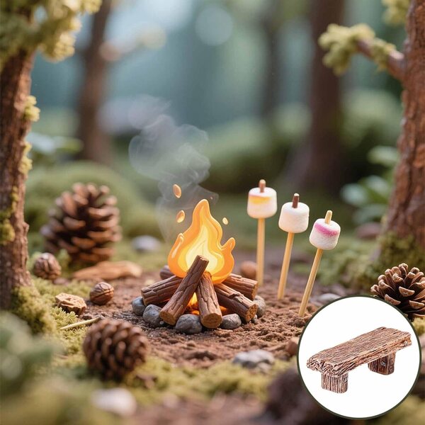 Set mit 3 Retro-Miniaturbänken für Feengärten, Puppenhäuser und Bonsai