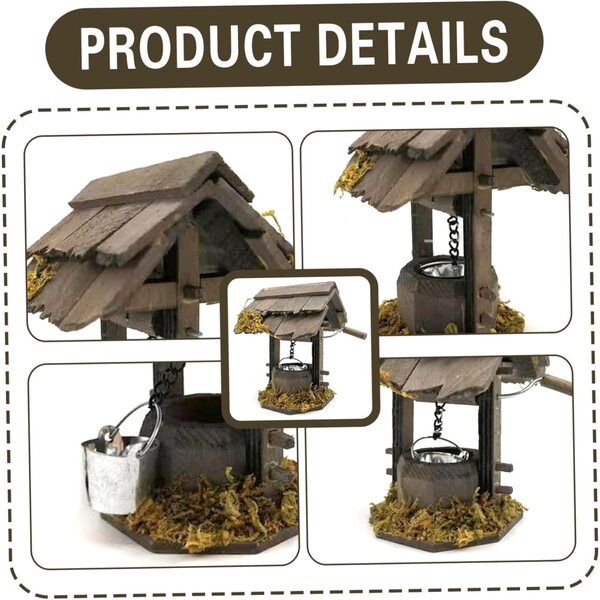 Holzmöbel im Maßstab 1:12 für Puppenhaus, Flurbrunnen mit Eimer und Griff